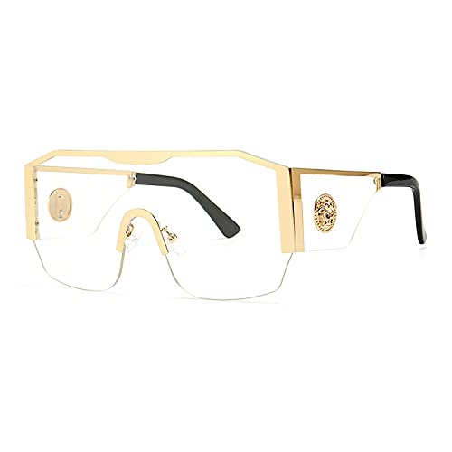 QFSLR Retro Big Frame Herren Sonnenbrille 100% UV-Schutz Mode Damen Sonnenbrille,F