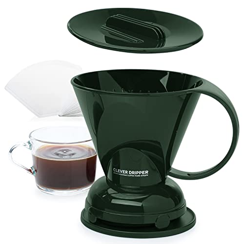 Clever Barista's Choice Kaffeetropfer und Filter, groß, 510 ml, sicherer, BPA-freier Kunststoff, inklusive 100 Filter (dunkelgrün)