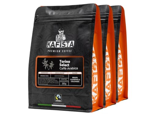 Kafista Premium Kaffee - Kaffeebohnen für Kaffeevollautomat und Espressomaschine aus Italien - Fairtrade - Spitzenkaffee - Barista Qualität (Torino Select, 3x250g)