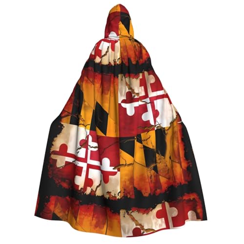 AvImYa Unisex Kapuze Halloween Weihnachten Party Cosplay Kostüme Robe Umhang Umhang Urlaub Waren Vintage Holz Maryland Flagge Prints