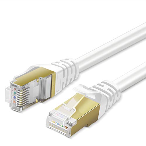 TNP Cat7 10 Gigabit 600 MHz High Performance Ethernet-Netzwerkkabel mit professionellem vergoldetem RJ45-Stecker, verhedderungsfrei, geschirmtes Twisted-Pair, 15 m