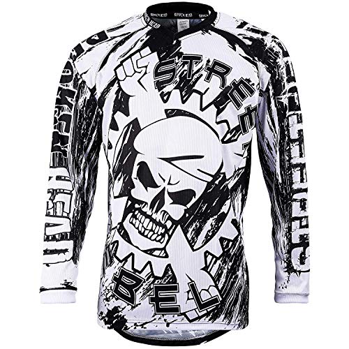 Broken Head MX Jersey Street Rebel Weiß-Schwarz - Langarm Funktions-Shirt Für Moto-Cross, Mountain Bike, Offroad - XL