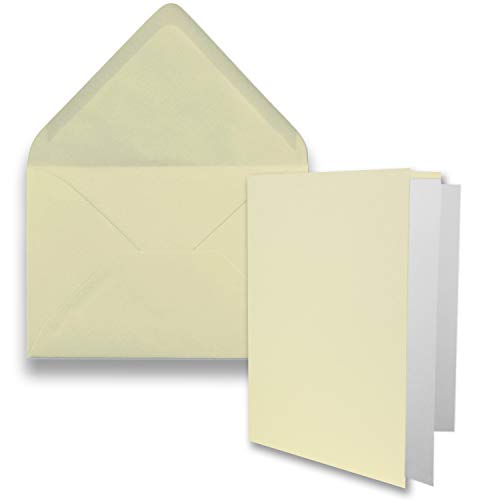 100x DIN B6 Faltkarten-Set - Vanille - 115 x 170 mm - 11,5 x 17 cm - Doppelkarten mit Umschlägen und Einleger-Papier - FarbenFroh by GUSTAV NEUSER