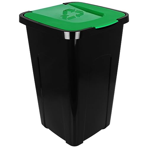 Centi 50L Recycling Abfalleimer mit Farbwahl Mülleimer mit Klappdeckel Abfalltonne (Grün)