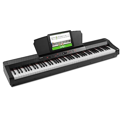 Alesis Prestige Artist – 88-Tasten Digital Piano mit gewichteten Graded Hammermechanik-Tasten in Originalgröße, OLED Display, eingebauten Lautsprechern und 30 Piano Sounds