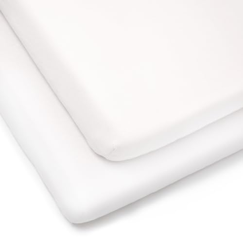 Clair de Lune Pram/ Crib Cotton Jersey Fitted Sheets (Pack of 2, White)