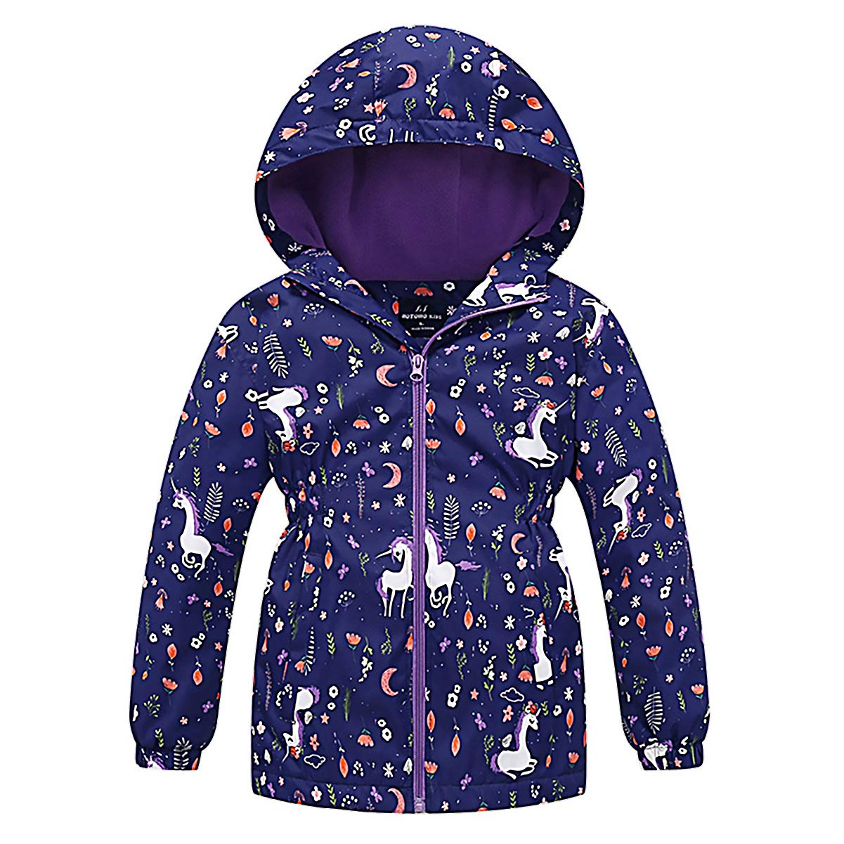 SXSHUN Kinder Mädchen Softshell Jacke mit Fleecefütterung Übergangsjacke Druck Wanderjacke Outdoorjacke Warm Winddicht Atmungsaktiv Frühling Herbst, Königsblau, 104-110(Etikettengröße:110)