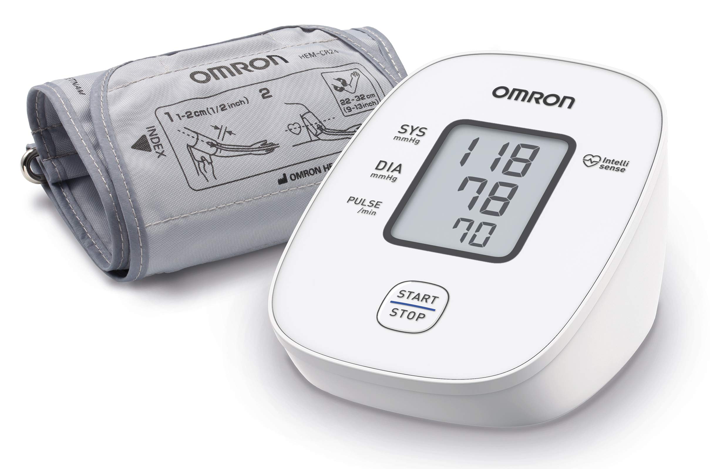 OMRON X2 Basic – Klinisch validiertes automatisches Blutdruckmessgerät mit Erkennung unregelmäßiger Herzschläge und Manschettensitzkontrolle | Oberarm-Blutdruckmessgerät | einfache Einknopfbedienung