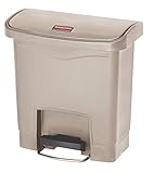 Rubbermaid Commercial Products Slim Jim 1883455 15 Litre Front Step Step-On Resin Wastebasket - Beige