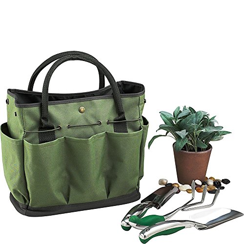 Garten-Tragetasche, Gartenwerkzeug-Set, Aufbewahrungshalter, Oxford-Tasche mit 8 Taschen, Dunkelgrün