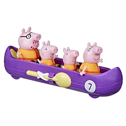 Peppa Pig Peppa's Family Kanu Trip Vorschulspielzeug: enthält 4 Figuren, 1 Fahrzeug mit rollenden Rädern, ab 3 Jahren