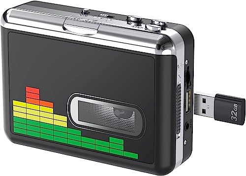 USB Kassettenrekorder Band zu MP3 Konverter,Tragbarer Walkman Audio Music Player Kassetten zu MP3 Konverter mit Kopfhörern,Kein PC Erforderlich