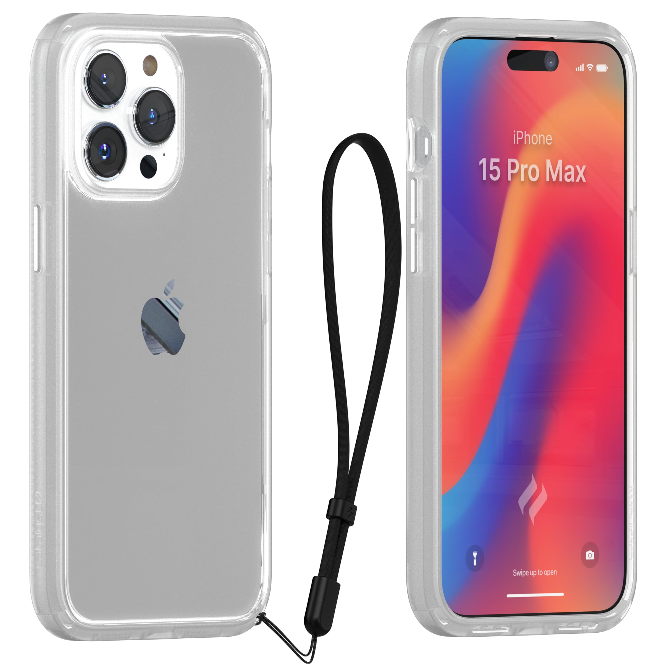 Catalyst Influence Case Compatible with iPhone 15 Pro Max, Wireless Charging, Drop Proof, Anti Fingerprint, Raised Edges, Anti Scratches, 30% Louder Forward Audio, Lanyard Included - Frosted Clear