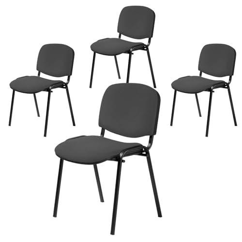 Topsit Büro & More 4er Set Besucherstuhl ISO, Bequemer Konferenzstuhl, stapelbar, mit gepolsterter Sitzfläche und Rückenlehne (Antrazit)