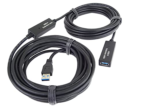 PremiumCord USB 3.0 Verlängerungskabel mit Repeater 15m, Datenkabel SuperSpeed bis zu 5Gbit/s, Ladekabel, USB 3.0 Typ A Buchse auf Stecker, Farbe schwarz, Länge 15m