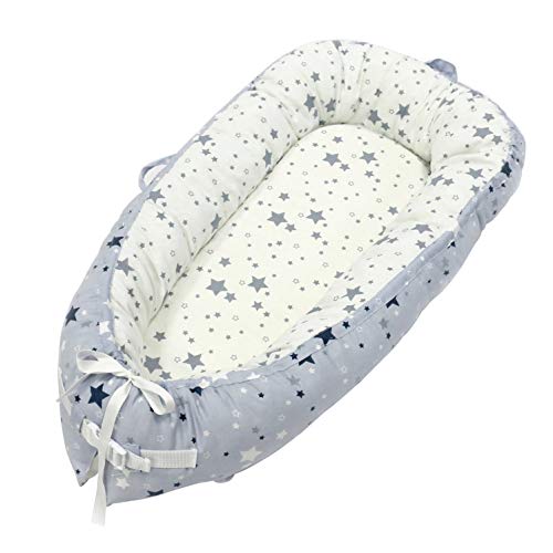 PB-SOAR 2-seitig 100% Baumwolle Babynest Nestchen Babybett Babykokon Reisebett Kuschelbett mit herausnehmbarer Matratze, multifunktionale Bettverkleinerung für Babys und Säuglinge (Muster 8)