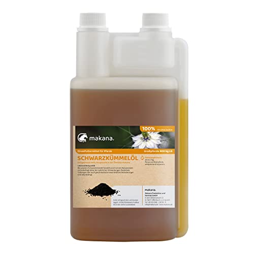 Makana Schwarzkümmelöl für Tiere, kaltgepresst, 100% rein, 1000 ml PE-Dosierflasche (1 x 1 l)