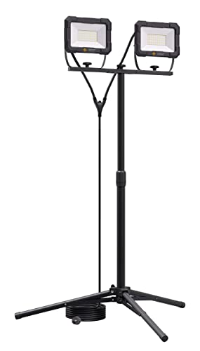 Northpoint LED Blackline Baustrahler Arbeitsstrahler mit Stativ Fluter Strahler 100W (2x 50W) Leistung 8000 Lumen Lichtstrom 160cm Stativ 5m Zuleitung AN/AUS Schalter