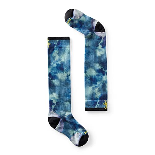 Smartwool Unisex-Adult Junior Ski Zero Cushion Tie Dye Print OTC Socks, DEEP Navy, XL