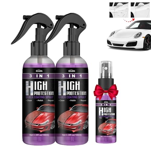 Ailsion Autowachs, Ailsion Auto-Waschmittel-Spray, 100ml 3 in 1 High Protection Quick Car Ceramic Coating Spray, Auto Lackspray Reiniger Beschichtungsspray (2pc+30ml)