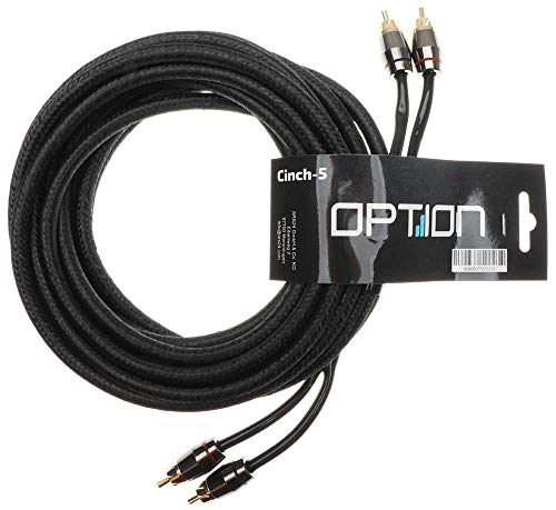 OPTION 2-Kanal Cinchkabel - 5,5 Meter - doppelt geschirmt - 2x RCA Cinch Stecker auf 2x RCA Cinch Stecker - Premium Qualität für ein störungsfreies Audiosignal - Perfekt für Verstärker, Car HiFi Anlagen, Subwoofer