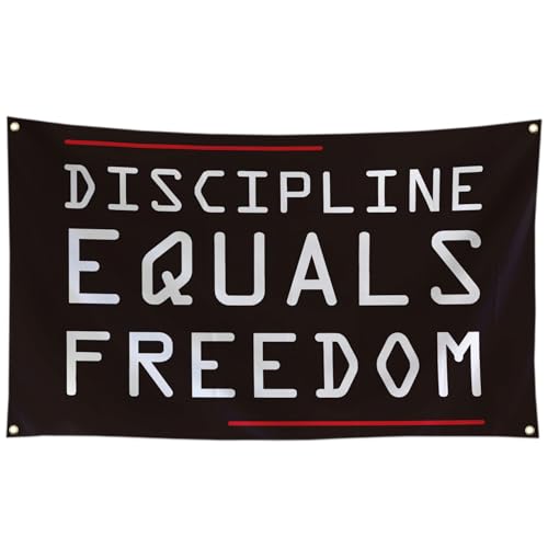 Piwine Discipline Equals Freedom Flagge, 90 x 150 cm, motivierende Flagge, inspirierende Flaggen für Zuhause, Fitnessstudio, Wanddekoration für Zimmer, College, Büro, Banner