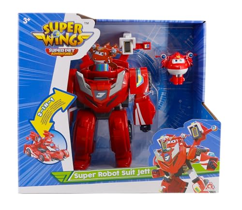 Super Wings 2-in-1 Super-Roboter-Anzug Jett Transforming Vehicles Roboter Flugzeug Transformer Geburtstag Weihnachten Geschenk für Jungen und Mädchen