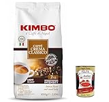 Kimbo caffe' in grani, Espresso Crema Classico Kaffeebohnen 1 kg, whole beans coffee fur espresso, Intensität 7/13, Leichter Röstung + Italian Gourmet polpa 400g