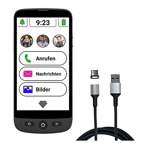 amplicomms M510-M 4G Smartphone für Senioren mit magnetischem Ladekabel - Einfach zu bedienendes Großtasten-Handy für Senioren - SOS-Taste. Version DE - IT - CH