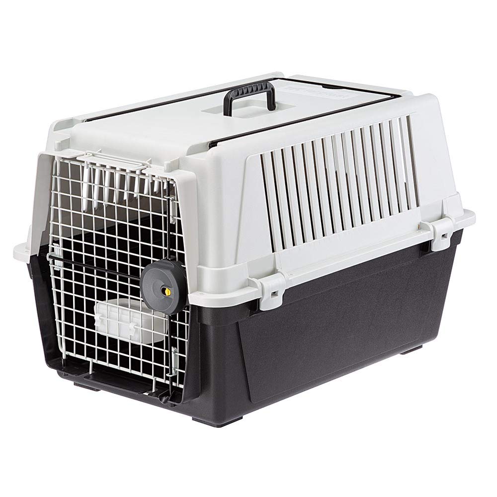 Ferplast Hundetransportbox Transportbox für mittelgroße Hunde ATLAS 40, Reisebox für Hunde, Sicherheitsverriegelung, Lüftungsgitter, 49 x 68 x h 45,5 cm Grau