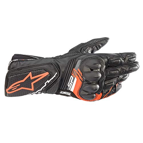 Alpinestars SP-8 V3 Gloves Sporthandschuhe Motorradhandschuhe Lederhandschuhe, BLACK RED FLUO, L