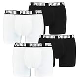 PUMA 4 er Pack Boxer Boxershorts Men Herren Unterhose Pant Unterwäsche, Farbe:301 - White/Black, Bekleidungsgröße:XL
