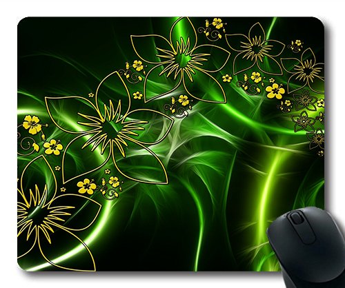 (Precision lock edge mouse pad) Flora Entwine Fractals Flowers Abstract Green Gaming mouse pad mouse mat for mac or computer