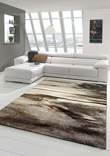 Designer Teppich Moderner Teppich Wohnzimmer Teppich Kurzflor Teppich Barock Design Meliert in Braun Taupe Grau Größe 120x170 cm