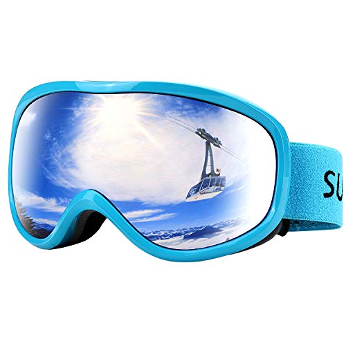 Supertrip Skibrille verspiegelt Schneebrille Unisex UV400 Schutz Snowboardbrille für Brillenträger Antifog Antifog Ski-Schutzbrillen Damen Herren Blau 18.5% VLT