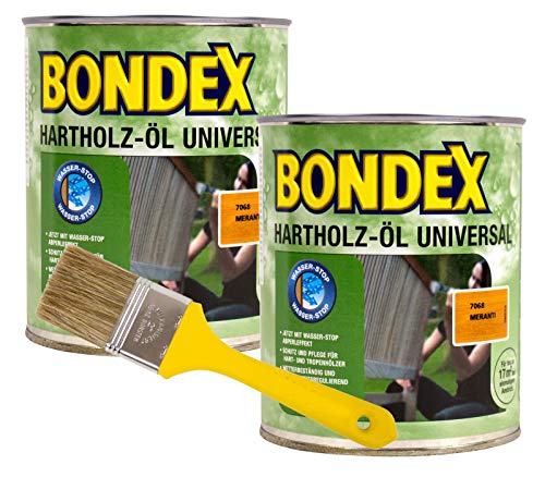 Bondex Hartholzöl Universal meranti 1,5L Hartholz Öl Holzöl Terrassenöl + Pinsel