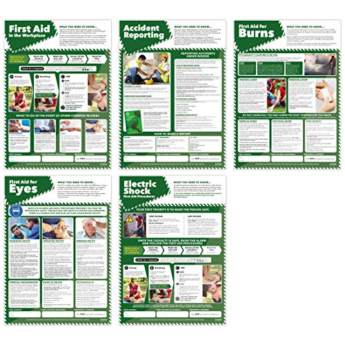 Daydream Education Erste-Hilfe-Poster – Set von 5 | Gesundheits- und Sicherheits-Poster | laminiertes Hochglanzpapier 850 mm x 594 mm (A1) | Lehrtafeln für Büro und Gewerbe