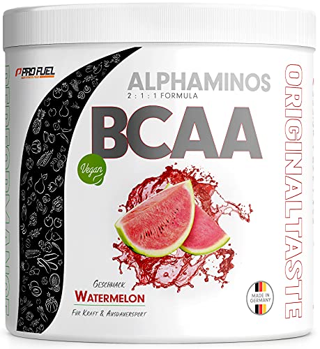 BCAA Pulver 300g Wassermelone, TESTSIEGER Alphaminos BCAA 2:1:1 Drink, unfassbar leckerer Geschmack, Essentielle Aminosäuren Leucin, Isoleucin & Valin, 100% vegan - Top Löslichkeit - Laborgeprüft