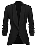 Unibelle Damen Blazer Cardigan Dünn 3/4 Längere Elegant Leicht Bolero Jacke Blazer Slim Fit Anzug Trenchcoat , A-schwarz, 36(Herstellergröße:S)