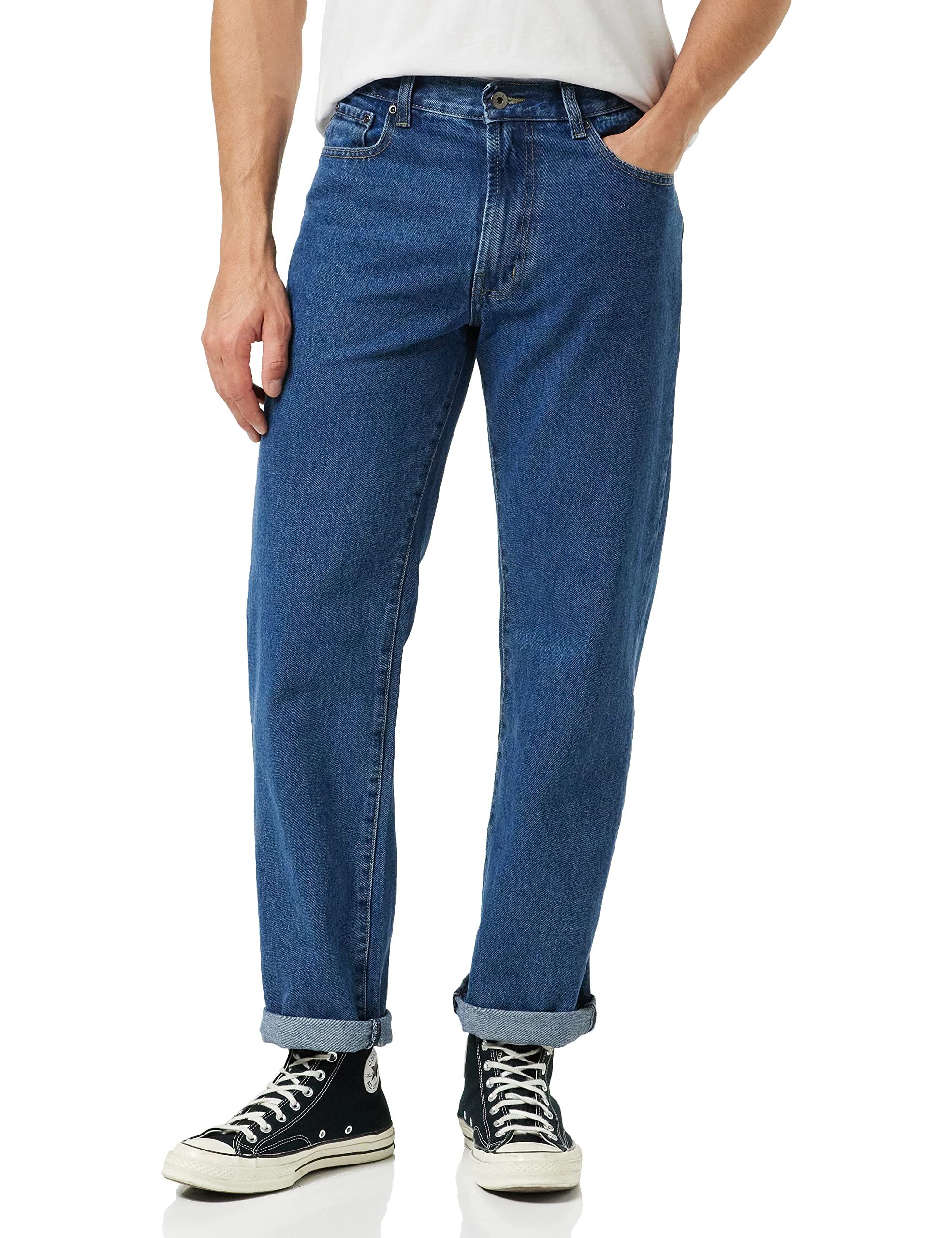 Enzo Herren Straight Jeans, Blau (Stonewash Blue), 48 S