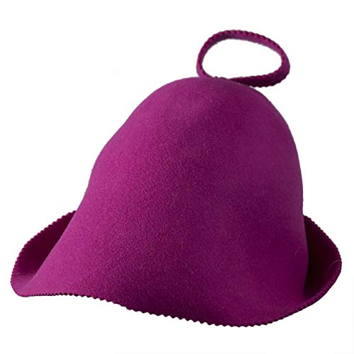 Jedrzejko Saunahut Cap Wolle Saunaanzug Kopfpflege Wolle (Pink)