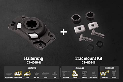 Railblaza Set Halterung Starport HD + HD Tracmount Kit Kajak, Montage: Klemmen, Farbe:schwarz