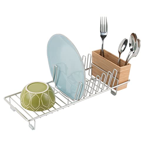mDesign Abtropfgestell - das ideale Geschirrabtropfgestell für Ihre Küche - zum Trocknen von Gläsern, Besteck, und Tellern - Geschirrablage - Farbe: satiniert