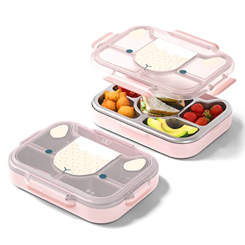 MONBENTO - Kinder Lunchbox MB Wonder Sheep - Bento Box mit 3 Fächer - Ideal für Mittagessen oder Snacks in der Schule/Park - BPA Frei - Lebensmittelecht - Rosa