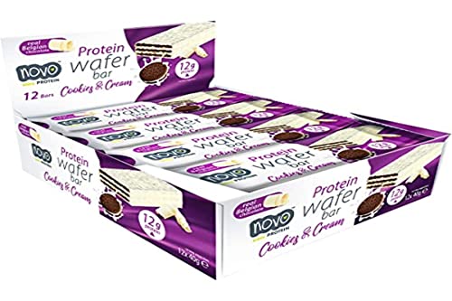Novo Nutrition Protein Wafer Bar, 12 x 40 g Riegel, Cookies & Cream