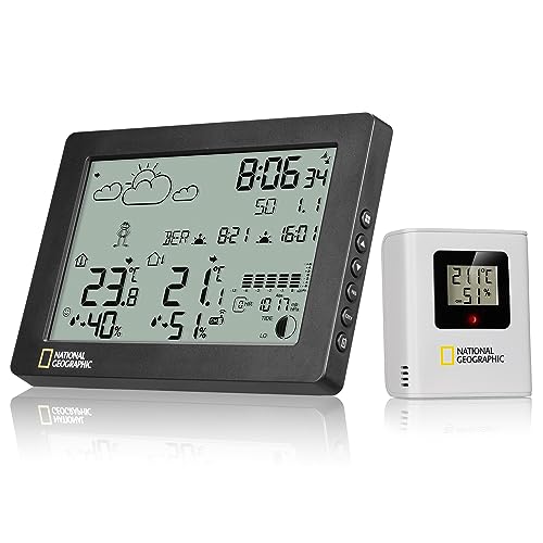 NATIONAL GEOGRAPHIC BaroTemp HZ Wetterstation - Präzises Thermometer, Hygrometer & Barometer, mit Wettervorhersage und mehr