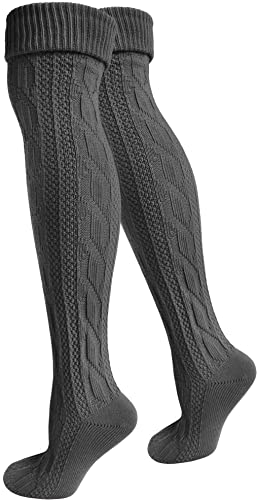 normani 2 x Traditionelle Bayrische Trachtensocken Lange Trachten Socken Strümpfe 80cm Farbe Anthrazit Größe 43/46