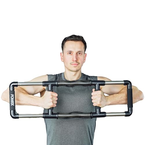 PowrX Brust Trainingsgerät, kompakt für Reisen - Männer und Frauen größere und stärkere Brust - Aus Kunststoff, Metall und Gummi - Weiß