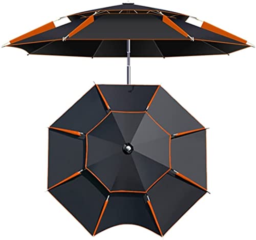 XCC Outdoor-Sonnenschirme Terrasse Verdickter, isolierter Oxford-Sonnenschirm, kühlender Sonnenschutz-Fischerschirm mit doppelter Oberseite (Color : Black+Orange, Size : 2m/6.6ft)