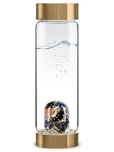 VitaJuwel ViA IMPERIA. KING | Wasserflasche mit Obsidian, Lapsilazuli, Imperialtopas, Bergkristall & 24k Gold